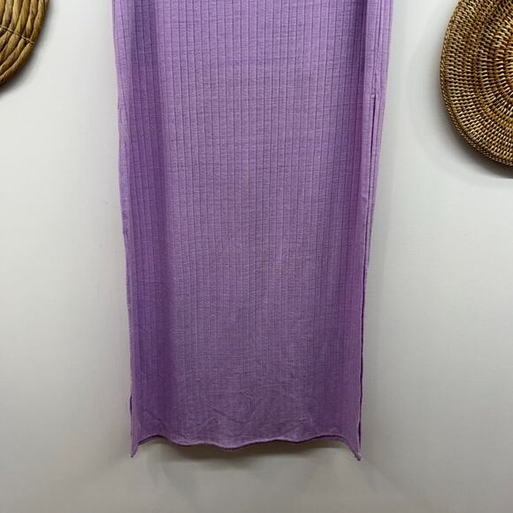 Free People Purple Ribbed Soft Knit Side Slit Long Maxi Skirt Small Beach Boho - Picture 5 of 7
